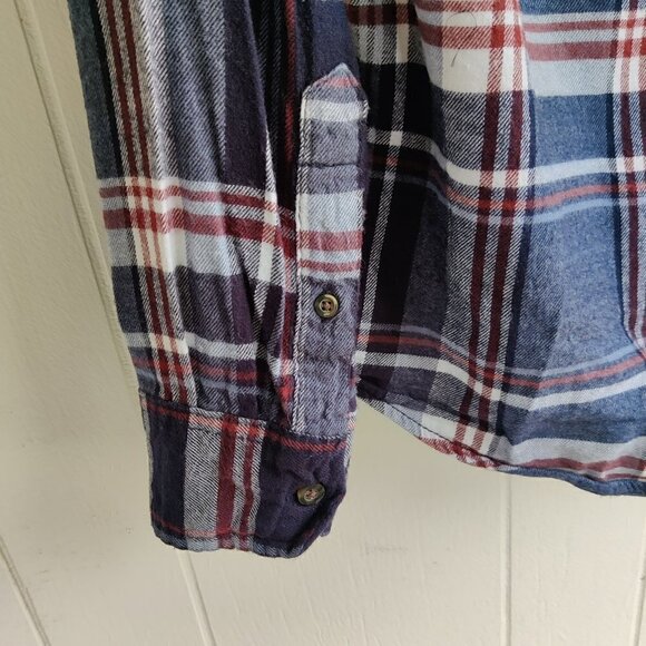 Flannel Shirt for Men by G George, softest cotten flannel, Blue, Red, Cream Sz L - Picture 3 of 6